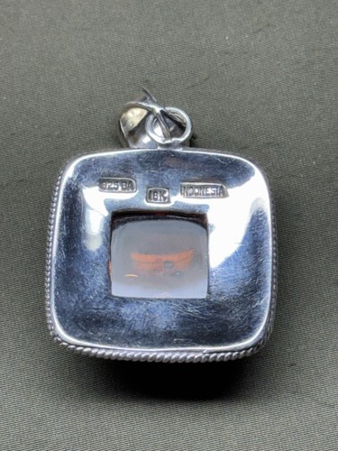 BA 925 & 18K Indonesia Amber Chunky Pendant 2in - - Picture 3 of 4
