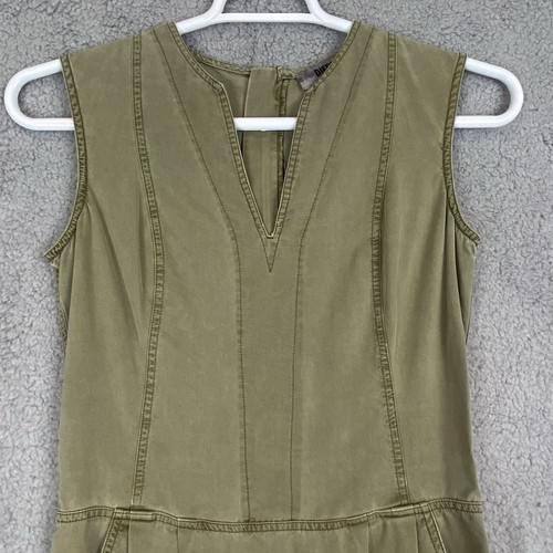 Diesel Womens Dress XS Cargo Style Khaki Green Drop Waist Sleeveless Zip Back - Picture 2 of 11