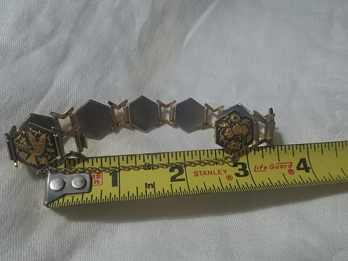 PULSERA PULSERA TOLEDO ESPAÑA DAMASCENO PÁJAROS + FLORES CHAPADA EN ORO 24K - Imagen 7 de 7