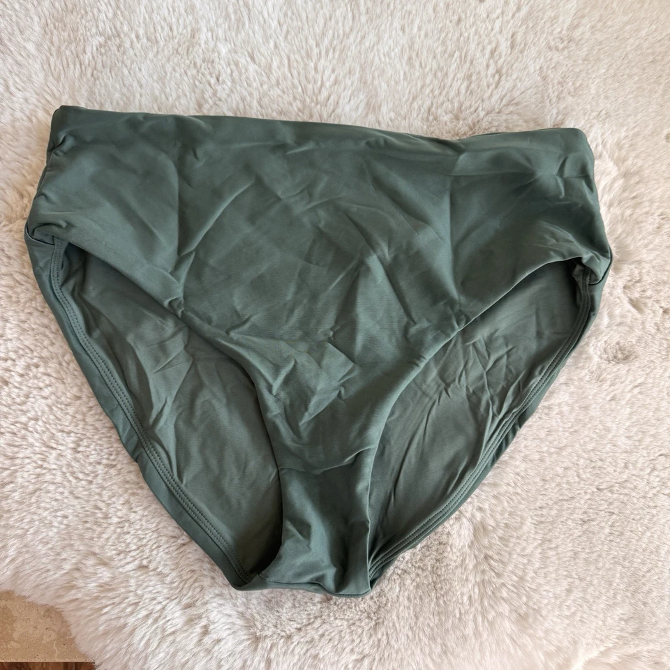 J Crew Sage Green Hallie Bikini Bottom in Classic Sculpt Women Size L High Waist - Image 4 of 4