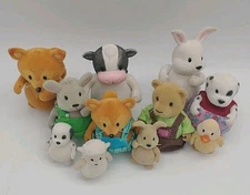 Lil Woodzeez Flocked Animal Lot of 11 Fox Cow Dalmatian Mouse Babies 