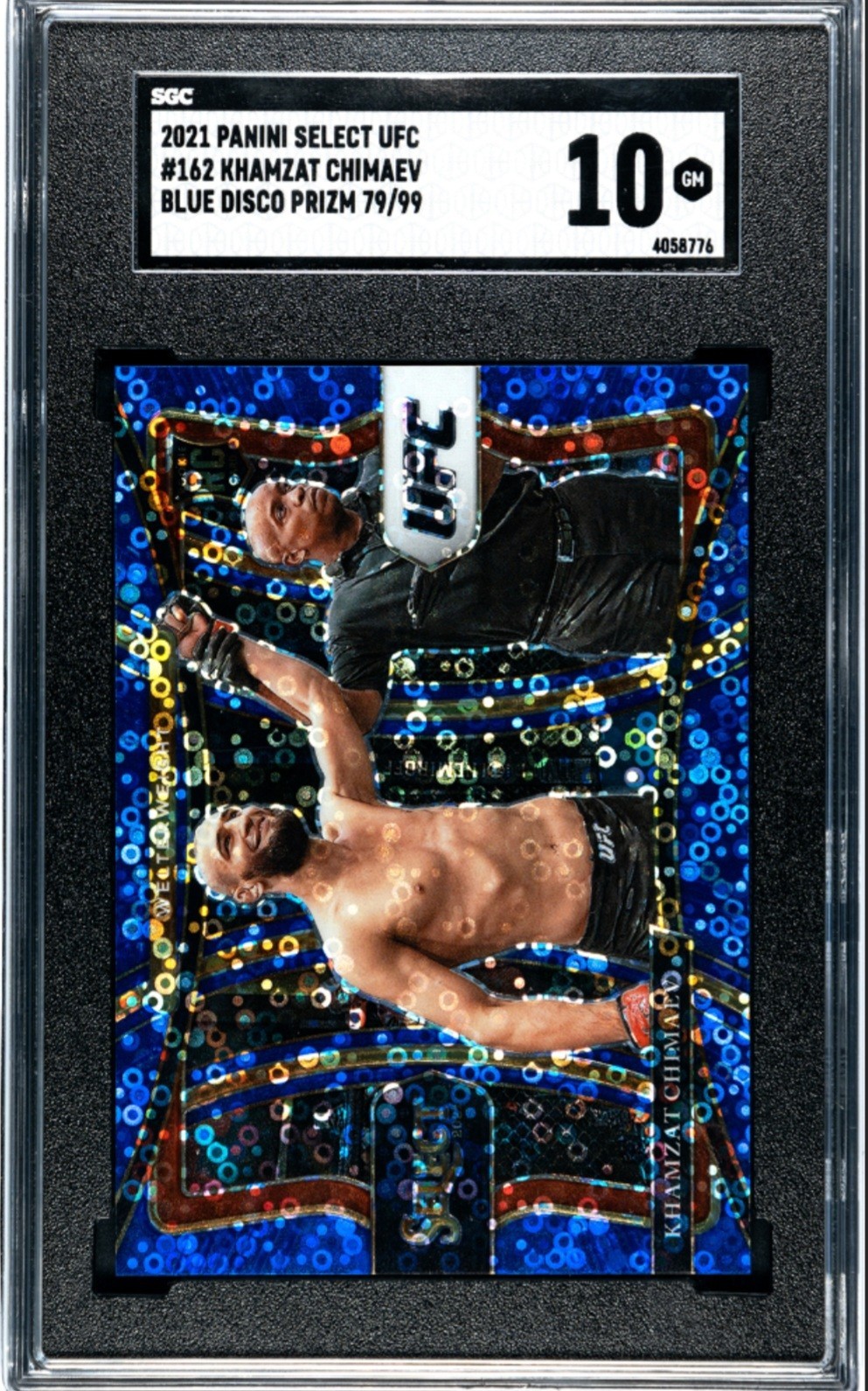 2021 Select UFC Premier Level Khamzat Chimaev Blue Disco Prizm /99 (RC), SGC 10