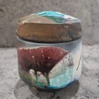 Vtg Handmade Ceramic Pottery Canister With Lid Abstract Art Splatter Decor OOAK