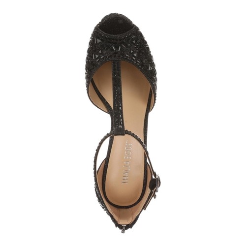 Thalia Sodi Mujer Chacey Embellecido T-Strap Plataforma Tacones Negro Talla 7 - Imagen 4 de 5