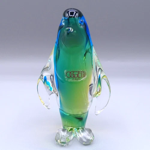 Vintage Oggetti Art Glass Penguin Paperweight Figurine Sculpture Murano Italy
