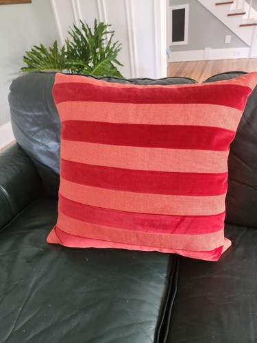 EUC Ryan Studio Parker Linen Velvet Stripe Throw Pillow w Feather Insert 21” - Picture 10 of 13