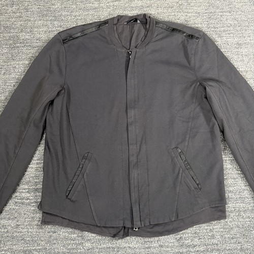 John Varvatos, Vintage John Varvatos Bomber Jacket Men XL Gray Jersy Lined Moto 90s Designer