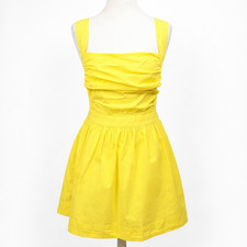 Free People Free-Est Blazing Yellow Ruched Mini Dress Open Back Tie Size M BNWT