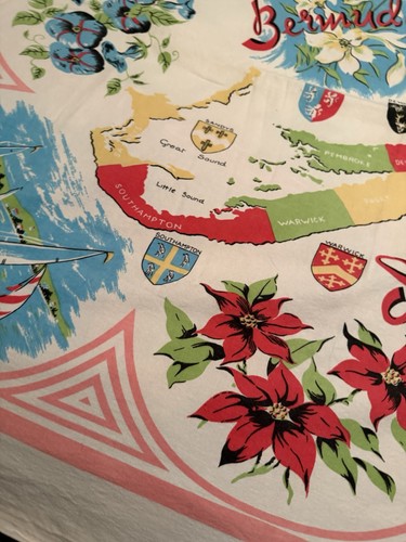 Reproduction Bermuda Islands souvenir tablecloth 50 x 54 - Picture 3 of 5