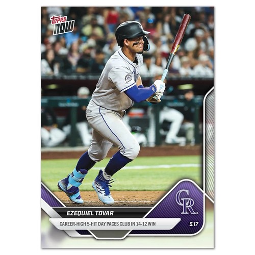 Ezequiel Tovar Rockies 5 Hit Game 2025 MLB Topps NOW Card 191 PR 172 - Picture 1 of 2