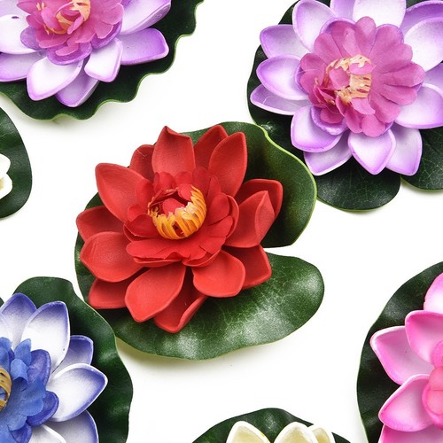 Kit decorazione ninfea galleggiante artificiale fiore foglie di loto giardino pi - Foto 12 di 12