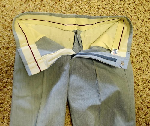 men's pants 28 blue stripe cotton blend vintage 1980s NOS - Picture 3 of 7