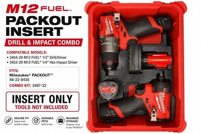 Milwaukee M12 Drill & Impact Organizer Insert for Packout Compact (3404 & 3453)