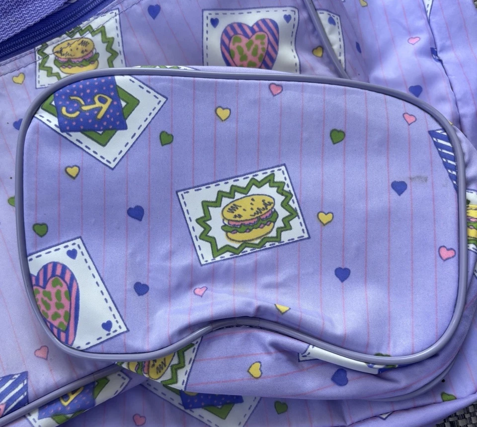 Bolsa de ropa de viaje de baile vintage años 90 Y2K lona artículos de tocador cremallera púrpura niñas Foto 2 de 4