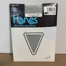 Vintage Hanes Ultra Sheer Pantyhose Grey Mist Size D Sandalfoot Control NOS