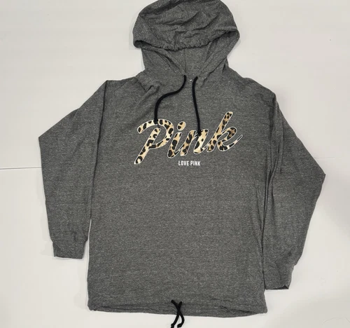 UNDERCOVER Felpa con cappuccio Victoria Secret rosa grigio e leopardata taglia M