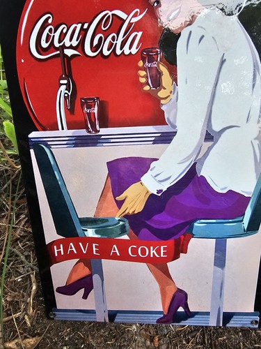 OLD VINTAGE COCA-COLA PORCELAIN BEVERAGE SODA GAS STATION 12"X8" SIGN COKE COLA. - Picture 2 of 3