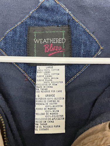 Giacca denim blu vintage usurata con toppa azteca sud-ovest taglia large - Foto 8 di 8