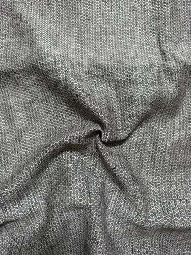 Grey 100% linen fabric, 60" w x 3 y 26", woven-in honeycomb pattern - Picture 2 of 4