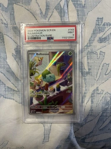 Pokémon TCG Bulbasaur Illustration Rare Holo Sv07: Stellar Crown #143 PSA 9