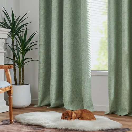 2 Paneele Verdunkelung Isoliert Leinen Strukturiert für Schlafzimmer Ösen Fenster Vorhänge - Bild 4 von 49