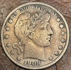 1908-D 50C Barber Half Dollar USA 🇺🇸 Historic Silver Coin