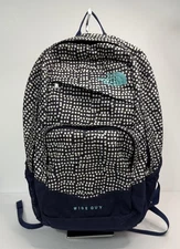 The North Face Wise Guy Backpack Blue White Polka Dot Print Laptop School Hiking