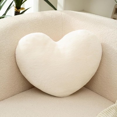 Weiches herzförmiges Dekokissen - Plüsch Kunstfell Dekokissen für Bett, Sofa