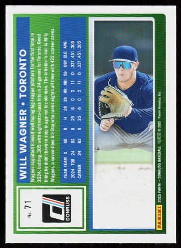 2025 PANINI DONRUSS WILL WAGNER #71 RATED RC Baseball CARD BLUE JAYS - Picture 2 of 2