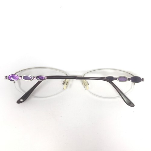 Aurora 01 Glasses Frames Purple Oval Half Rim Eyeglasses Spectacles Frame Only - Picture 8 of 12
