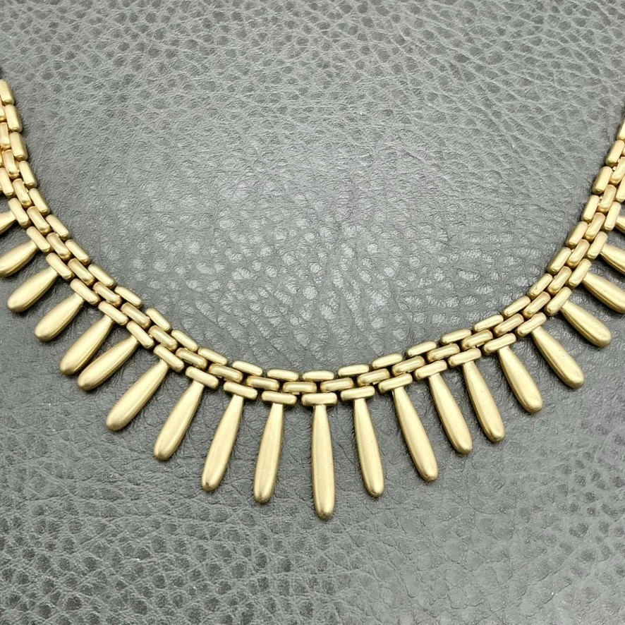 Collar Lucky Brand tono dorado llamativo flecos babero minimalista cadena de 18 pulgadas Foto 4 de 4