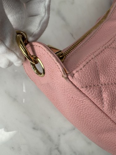 Echte Chanel Schultertasche Kaviar gesteppt zeitlos CC rosa Leder - Bild 13 von 24