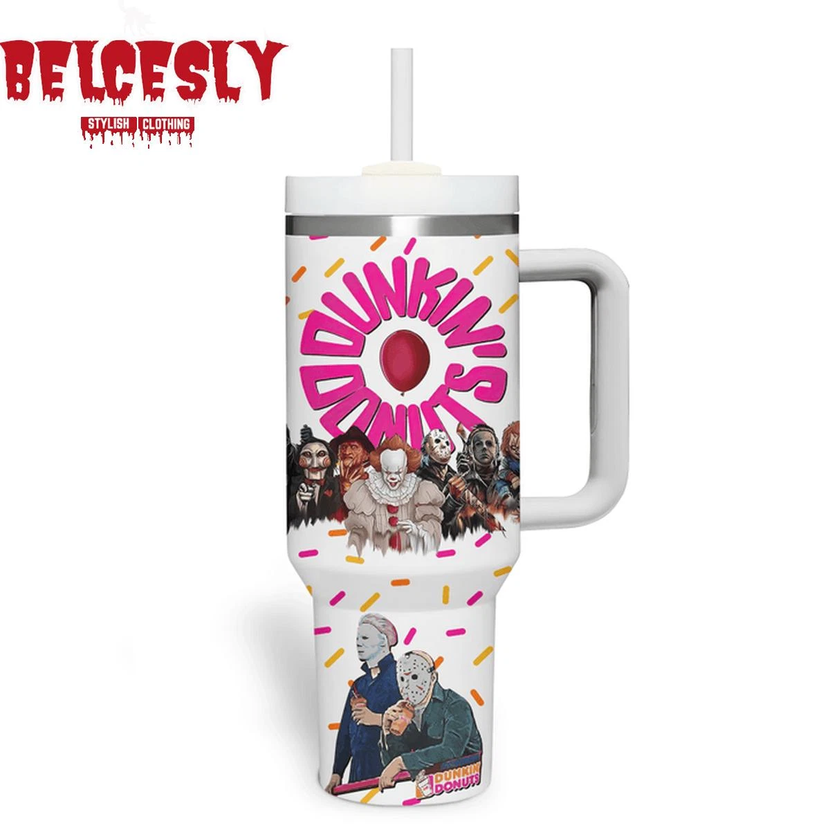 Classic Slasher Horror Inspired Tumbler – 20oz 30oz 40oz with Handle