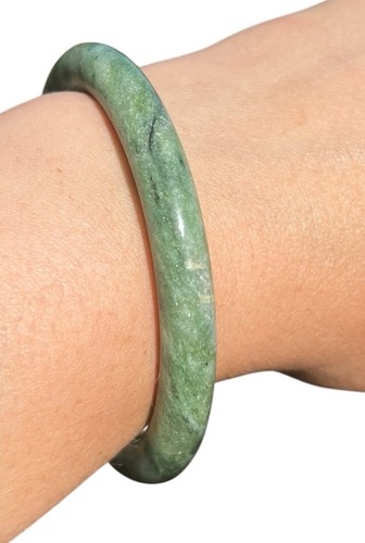 62 MM  100% Natural Green Jade Bracelet Bangle - Picture 1 of 14