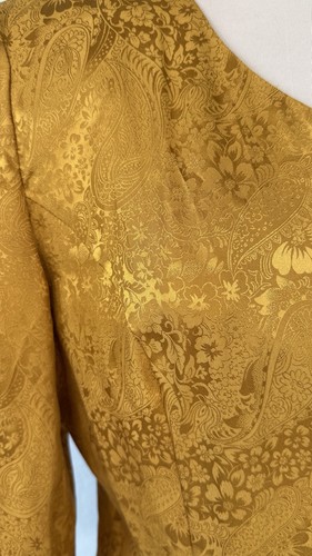 Vintage Pat Argent Gold Floral Damask Silk Blouse Top M - Picture 3 of 4