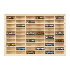 60 Grids Wooden Car Model Display Cabinet Wall Mounted Shelf Display Cabinet