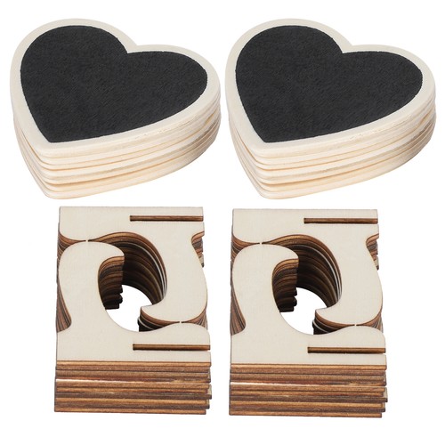 2 Set Wood Mini Chalkboard Signs Card Place Blackboard Wedding Heart Shaped Tabl - Picture 3 of 12