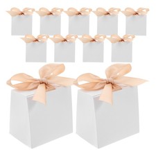 50 Sets Small Favor Boxes Birthday Party White Goodie Wedding with Ribbon