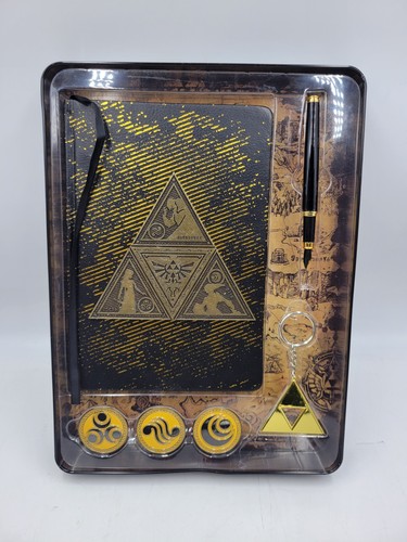 The Legend Of Zelda Triforce Metal Gift Set Notebook Pen Pins Key Chain Read - Picture 2 of 24
