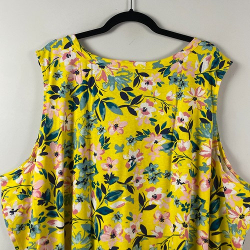 Woman Within Perfect Printed Sleeveless Shirred V-Neck Tunic 5X Yellow Floral - Bild 7 von 9