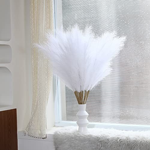 8 Pcs 45 inch Tall Faux Pampas Grass Decor, Large Artificial Pompous White - Picture 3 of 7