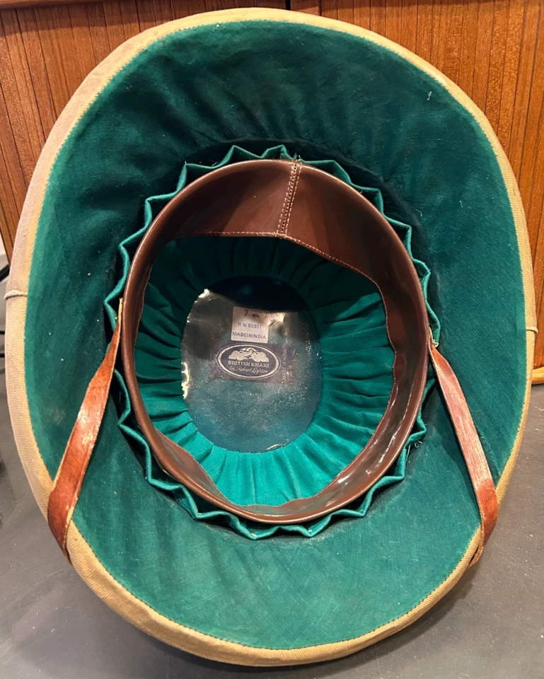Authentic Vintage Bombay Bowler Safari Pith Helmet / India/British Khaki/SIZE 7 - Image 3 of 4