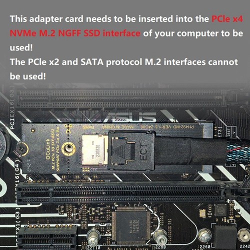 Adaptateur M.2 NVMe PCIe vers Oculink SFF-8611 SFF-8612 M.2 Mkey Nvme vers2363 - Photo 7/7