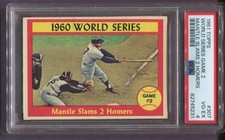 1961 TOPPS WORLD SERIES GAME 2 #307 - MANTLE SLAMS 2 HOMERS - PSA 4 - HIGH END