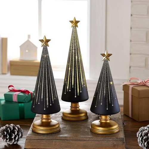 Festive Gingerbread Theme Decor, Gradient Glass Christmas Tree with Led Lights - Picture 21 of 38