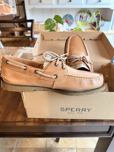 Sperry Men's Leeward 2 Eye Boat Shoes Sahara 0777894 Size 8 M Excellent