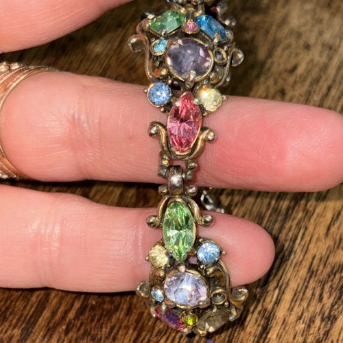 Vintage Hollycraft Pastel Filigree Bracelet *missing 6 Small Stones - Picture 9 of 9