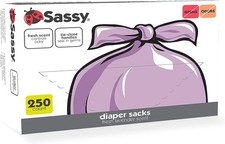 250 Count Disposable Diaper Sacks, Lavender Scented, Easy-To-Tie, Diaper Disposa