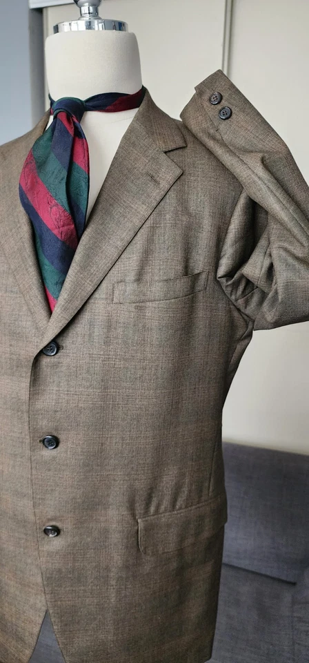 De Colección Hickey Freeman Marrón Lana Hombres 3 Rollos 2 Bttns Hiedra Saco Traje 40, Pantalón 36X29.5 Foto 3 de 4