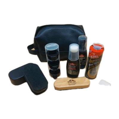 Kiwi Leather Shoe Care Lot Leather Dye, Shoe Polish, Instant Shine Brush Case